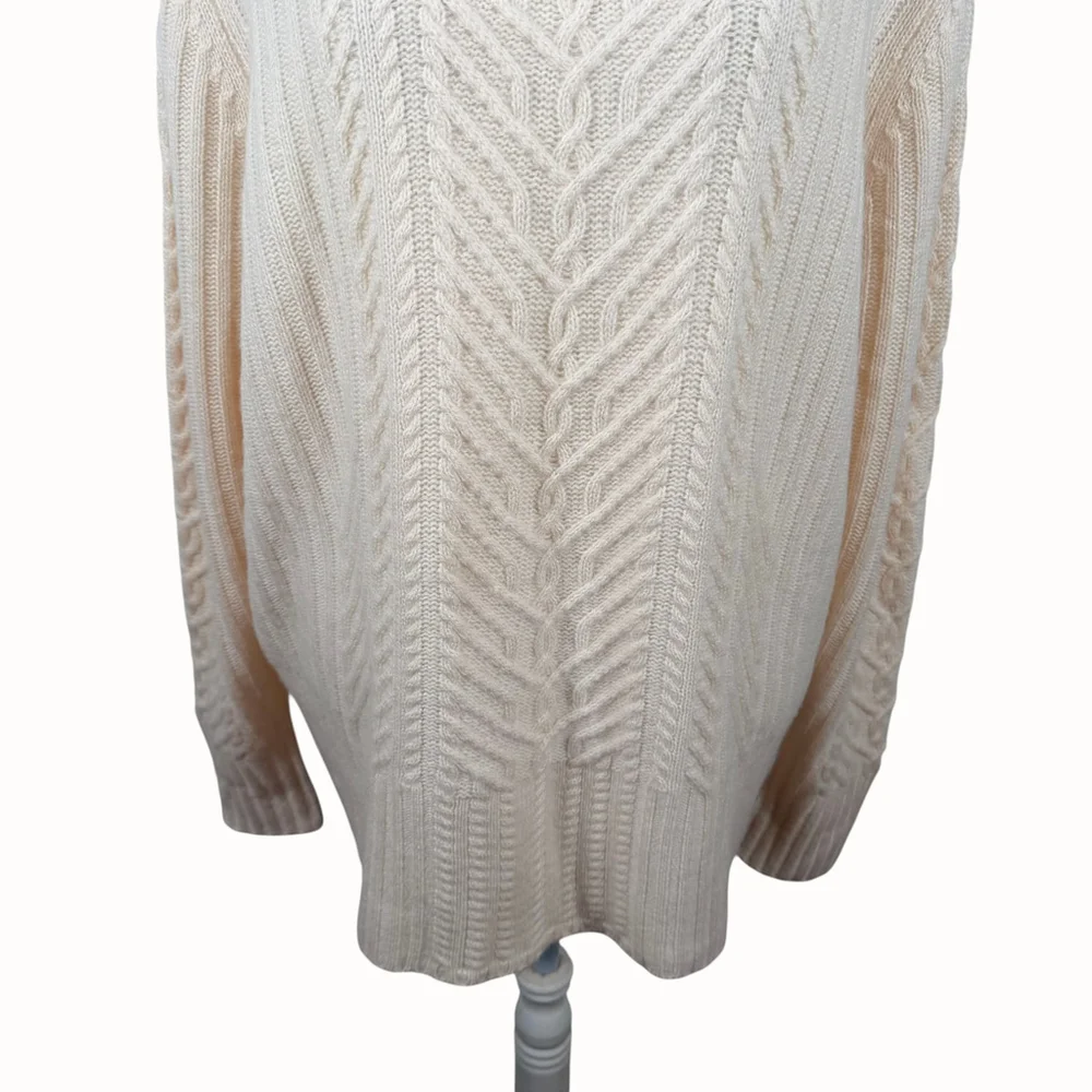 Haven Well Within Cream Cable Aran Knit Roll Neck Sweater 100% Cashmere Size XL - Picture 4 of 11
